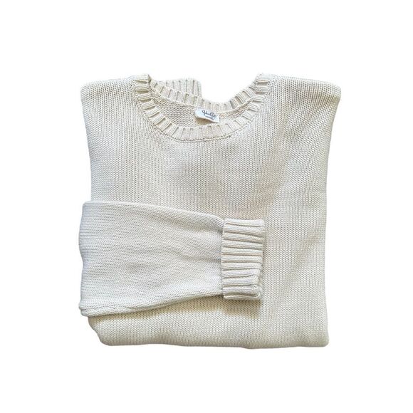 PacSun John Galt Cream Minimalist Neutral Oversized Thick Knit Crew Sweater - Picture 7 of 9